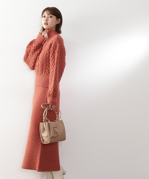 N.（N. Natural Beauty Basic）（エヌエヌナチュラルビューティーベーシック）の「◆ケーブルニットセットアップ（ワンピース・レディース・オレンジ/グリーン/ブラウン/ナチュラル・MEDIUM）」の13枚目の写真