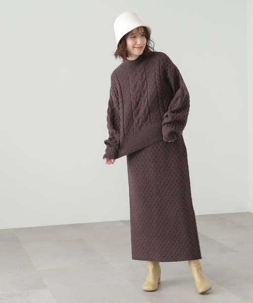 N.（N. Natural Beauty Basic）（エヌエヌナチュラルビューティーベーシック）の「◆ケーブルニットセットアップ（ワンピース・レディース・オレンジ/グリーン/ブラウン/ナチュラル・MEDIUM）」の20枚目の写真