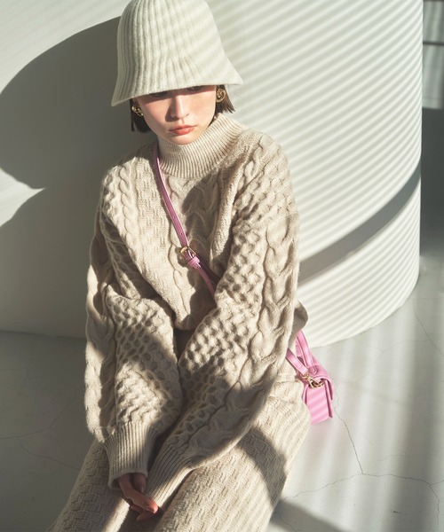 N.（N. Natural Beauty Basic）（エヌエヌナチュラルビューティーベーシック）の「◆ケーブルニットセットアップ（ワンピース・レディース・オレンジ/グリーン/ブラウン/ナチュラル・MEDIUM）」の22枚目の写真