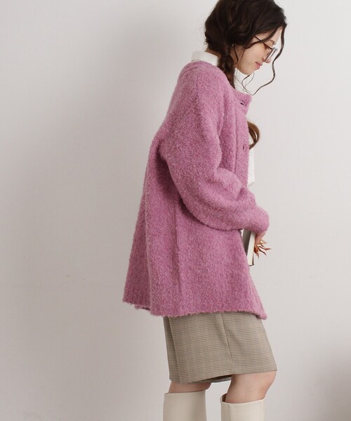 Cutie Blonde（キューティーブロンド）の「◆【ぽこふわ】ブークレニットカーディガン（カーディガン/ボレロ・レディース・ベージュ/ブルー/黄緑系/ピンク系・00）」の21枚目の写真