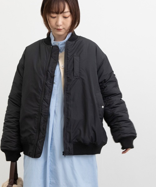 POU DOU DOU（プードゥドゥ）の「MA-1中綿ブルゾン（MA-1・レディース・オリーブ/アイボリー/ブラック・3）」の13枚目の写真