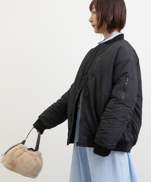 POU DOU DOU（プードゥドゥ）の「MA-1中綿ブルゾン（MA-1・レディース・オリーブ/アイボリー/ブラック・3）」の14枚目の写真