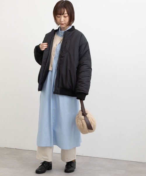 POU DOU DOU（プードゥドゥ）の「MA-1中綿ブルゾン（MA-1・レディース・オリーブ/アイボリー/ブラック・3）」の20枚目の写真