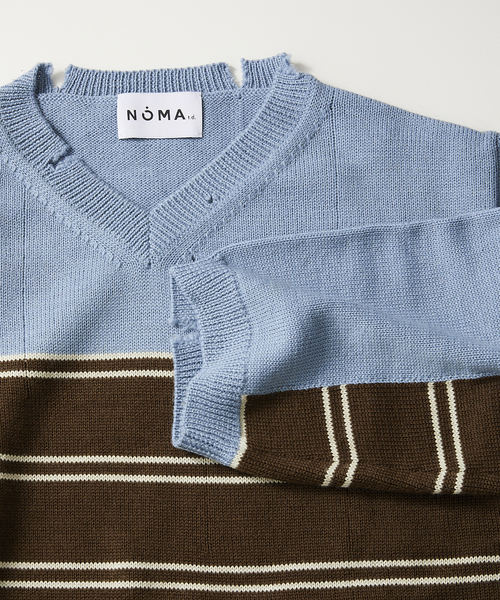 美品 NOMA t.d. Damage Stripe Sweater ウール NOMA t.d.（ノーマティーディー）の「【NOMA t.d./ノーマティーディー