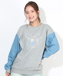 Disney（ディズニー）の「親子お揃い ディズニートレーナー 箔プリントデニム切替 7334A（スウェット）」