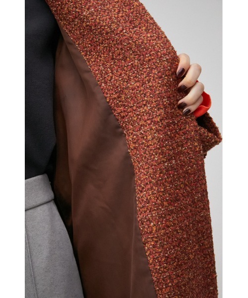 AZUL by moussy（アズールバイマウジー）の「A LINE TWEED COAT/Aラインツイードコート（その他アウター・レディース・オレンジ/グリーン・MEDIUM/SMALL）」の3枚目の写真