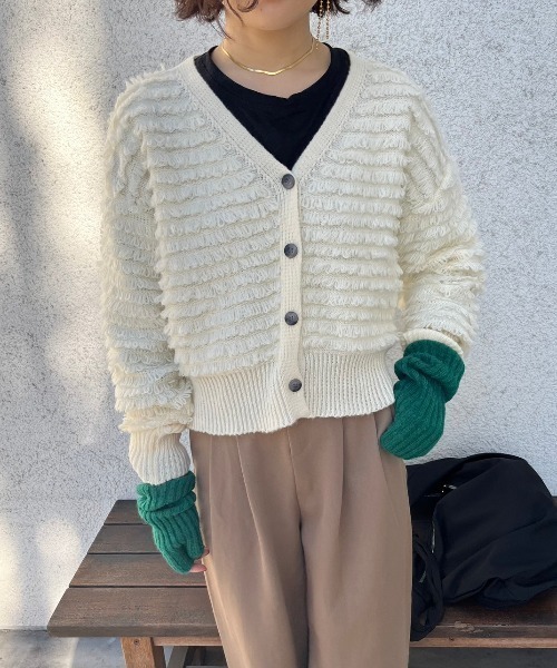 nemne store（ネンネストア）の「フリンジニットカーディガン（カーディガン/ボレロ・レディース・アイボリー/ミント/ライトグレー・フリー）」の9枚目の写真