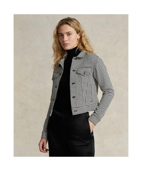 ハウンドトゥースモチーフ トラッカー ジャケット