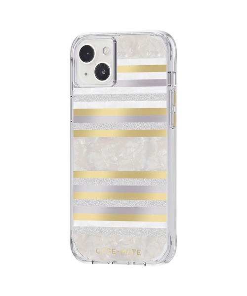 Case-Mate（ケースメイト）の「iPhone14 Case-Mate Pearl Stripes MagSafe対応・3.0m落下耐衝撃・抗菌・リサイクル素材（スマホケース/カバー・レディース・シルバー×ゴールド・ONE SIZE）」の4枚目の写真