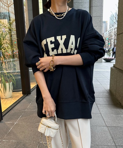 DouDou（ドゥドゥ）の「TEXAS 2WAYスウェット（スウェット・レディース・オフホワイト/チャコールグレー/ブラック/グレイッシュベージュ/ネイビー・FREE）」の5枚目の写真