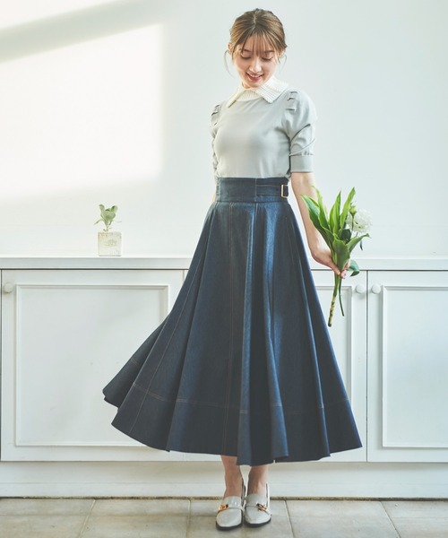 NOELA（ノエラ）の「衿パール配色ニット（ニット/セーター・レディース・グレー/ブラック/ピンク・フリー）」の10枚目の写真