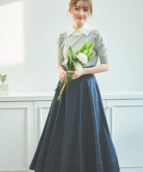 NOELA（ノエラ）の「衿パール配色ニット（ニット/セーター・レディース・グレー/ブラック/ピンク・フリー）」の11枚目の写真