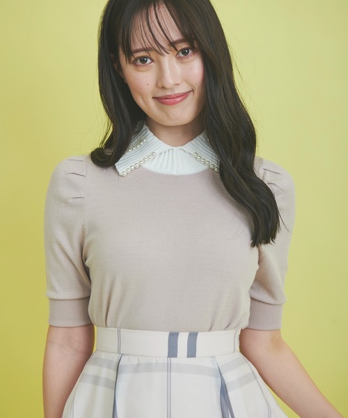 NOELA（ノエラ）の「衿パール配色ニット（ニット/セーター・レディース・グレー/ブラック/ピンク・フリー）」の13枚目の写真