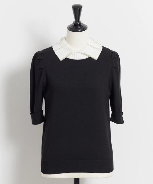 NOELA（ノエラ）の「衿パール配色ニット（ニット/セーター・レディース・グレー/ブラック/ピンク・フリー）」の20枚目の写真