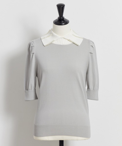 NOELA（ノエラ）の「衿パール配色ニット（ニット/セーター・レディース・グレー/ブラック/ピンク・フリー）」の21枚目の写真