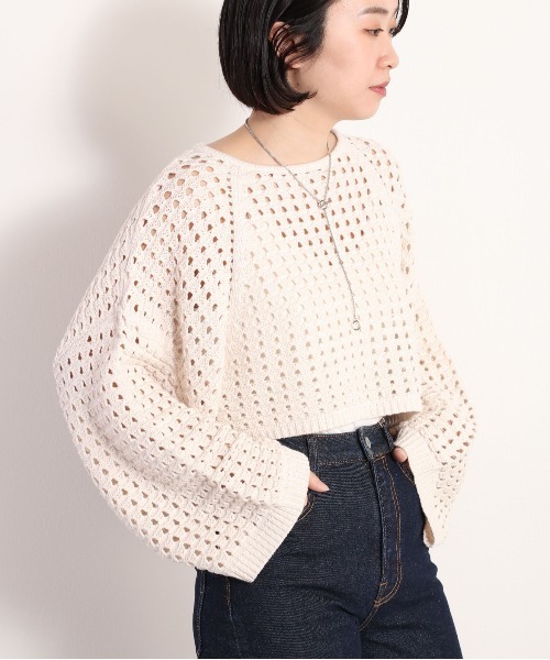 cepo(セポ)の「スカシアミショートニット セットアップ可能(ニット/セーター・レディース・ベージュ/オフホワイト・M)」の2枚目の写真