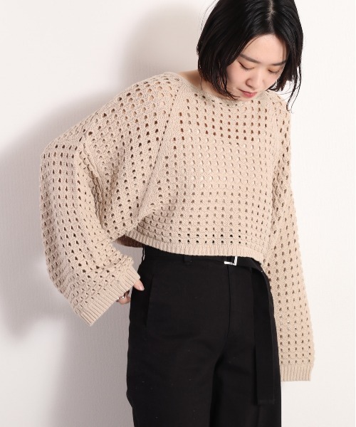 cepo(セポ)の「スカシアミショートニット セットアップ可能(ニット/セーター・レディース・ベージュ/オフホワイト・M)」の17枚目の写真
