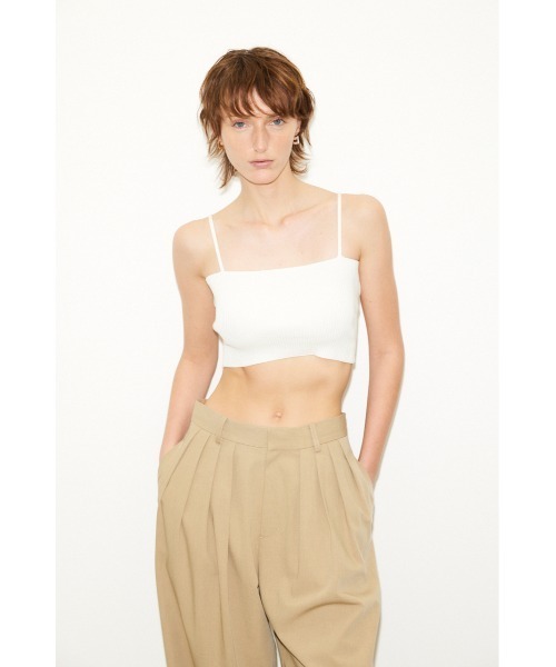 THROW by SLY（スローバイスライ）の「THROW CROP 2WAY RIB CAMI クロップド丈 2ウェイ リブキャミ ニットキャミソール（キャミソール・レディース・カーキ/ブラック/アイボリー・FREE）」の2枚目の写真