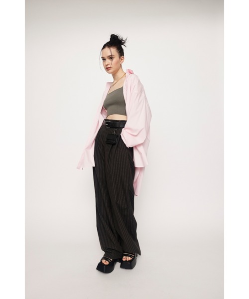 THROW by SLY（スローバイスライ）の「THROW CROP 2WAY RIB CAMI クロップド丈 2ウェイ リブキャミ ニットキャミソール（キャミソール・レディース・カーキ/ブラック/アイボリー・FREE）」の19枚目の写真