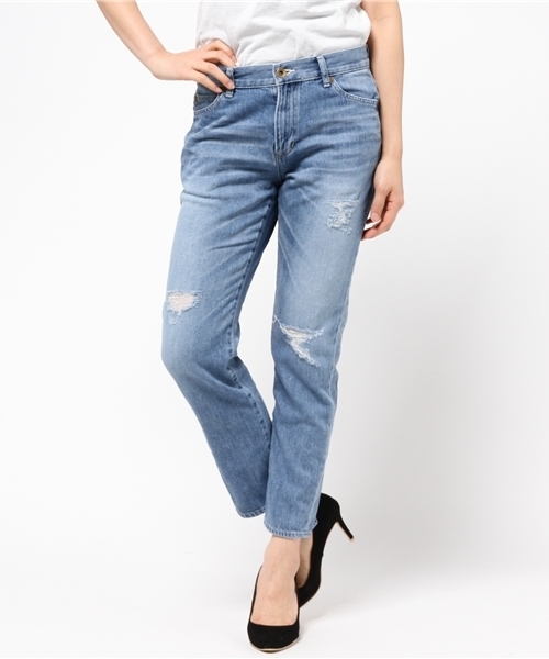 FORDMILLS（フォードミルズ）の「クラッシュデニム（デニムパンツ・レディース・ホワイト/ブルー・40/38/36/34）」の2枚目の写真