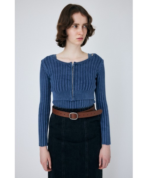 MOUSSY（マウジー）の「STONE WASH ZIP UP KNIT カーディガン