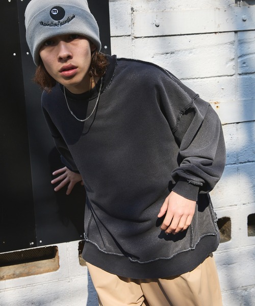 MSG（エムエスジー）の「裏毛インディゴ染めアウトステッチトレーナー