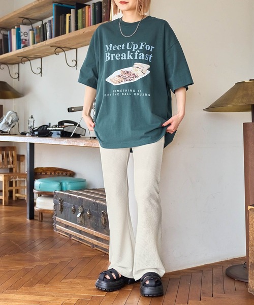 PBLIM(ページボーイリム)の「PAGEBOYLIM/フクレジャガードフレアパンツ(その他パンツ・レディース・ブラック/オフホワイト/グリーン・FREE)」の8枚目の写真