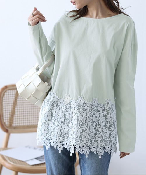 La-gemme（ラジェム）の「花柄レーストップス（Tシャツ/カットソー・レディース・グレー/ブラック/ベージュ系その他/ミント・M/L）」の22枚目の写真