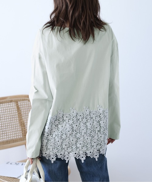 La-gemme（ラジェム）の「花柄レーストップス（Tシャツ/カットソー・レディース・グレー/ブラック/ベージュ系その他/ミント・M/L）」の9枚目の写真