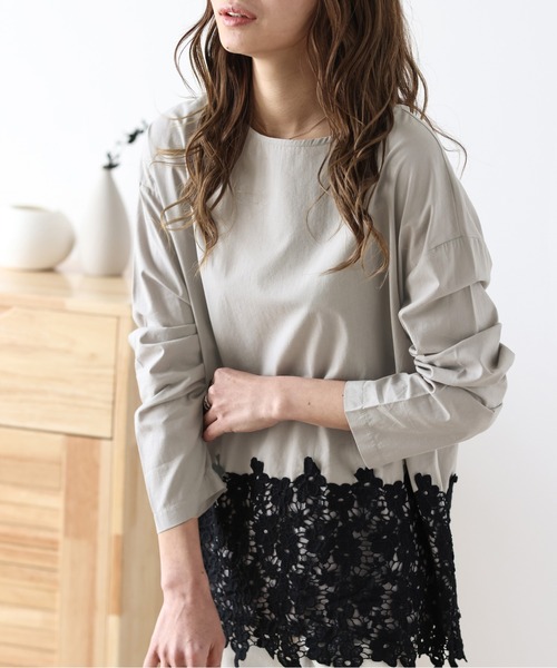 La-gemme（ラジェム）の「花柄レーストップス（Tシャツ/カットソー・レディース・グレー/ブラック/ベージュ系その他/ミント・M/L）」の18枚目の写真