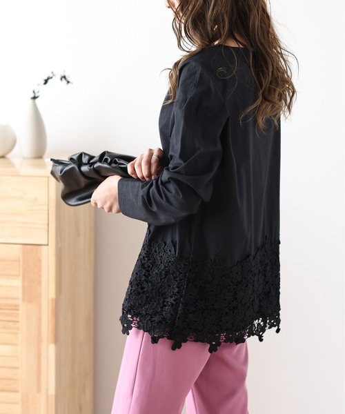 La-gemme（ラジェム）の「花柄レーストップス（Tシャツ/カットソー・レディース・グレー/ブラック/ベージュ系その他/ミント・M/L）」の10枚目の写真