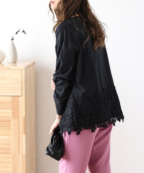 La-gemme（ラジェム）の「花柄レーストップス（Tシャツ/カットソー・レディース・グレー/ブラック/ベージュ系その他/ミント・M/L）」の13枚目の写真