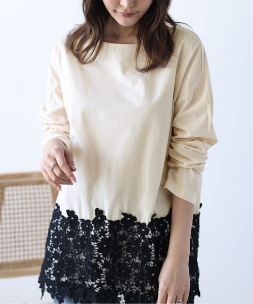 La-gemme（ラジェム）の「花柄レーストップス（Tシャツ/カットソー・レディース・グレー/ブラック/ベージュ系その他/ミント・M/L）」の16枚目の写真