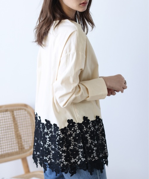 La-gemme（ラジェム）の「花柄レーストップス（Tシャツ/カットソー・レディース・グレー/ブラック/ベージュ系その他/ミント・M/L）」の11枚目の写真