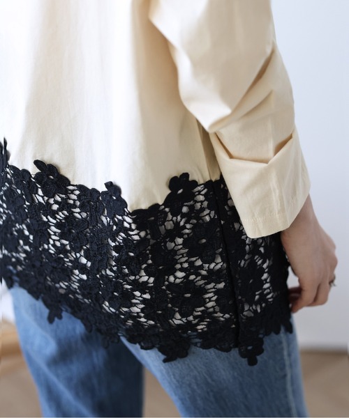 La-gemme（ラジェム）の「花柄レーストップス（Tシャツ/カットソー・レディース・グレー/ブラック/ベージュ系その他/ミント・M/L）」の14枚目の写真