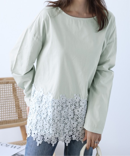La-gemme（ラジェム）の「花柄レーストップス（Tシャツ/カットソー・レディース・グレー/ブラック/ベージュ系その他/ミント・M/L）」の19枚目の写真