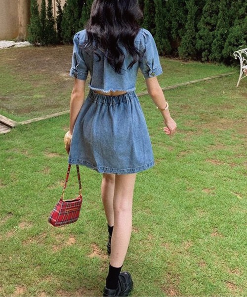 Maje ネイビー ミニワンピース 半袖 ボタン付き Maje Blue Tweed Rolleye Button V-Neck Mini Dress sz 40 | eBay