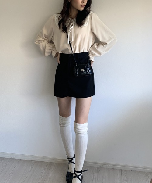 Silly(シリー)の「【可愛い春コーデに♪】ビッグレース衿キャンディスリーブブラウス(シャツ/ブラウス・レディース・アイボリー/グレー/ホワイト・SMALL/MEDIUM/LARGE)」の13枚目の写真
