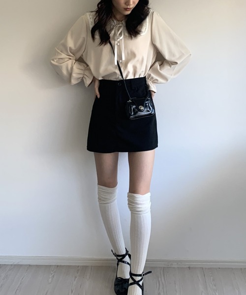 Silly(シリー)の「【可愛い春コーデに♪】ビッグレース衿キャンディスリーブブラウス(シャツ/ブラウス・レディース・アイボリー/グレー/ホワイト・SMALL/MEDIUM/LARGE)」の10枚目の写真