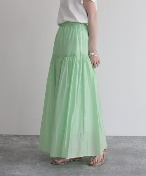 fredy emue（フレディエミュ）の「【fredy emue/フレディエミュ】シアーギャザースカート（スカート・レディース・ライトグリーン/クリーム/ブラック・36/38）」の3枚目の写真