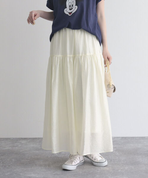 fredy emue（フレディエミュ）の「【fredy emue/フレディエミュ】シアーギャザースカート（スカート・レディース・ライトグリーン/クリーム/ブラック・36/38）」の11枚目の写真