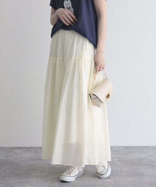 fredy emue（フレディエミュ）の「【fredy emue/フレディエミュ】シアーギャザースカート（スカート・レディース・ライトグリーン/クリーム/ブラック・36/38）」の12枚目の写真