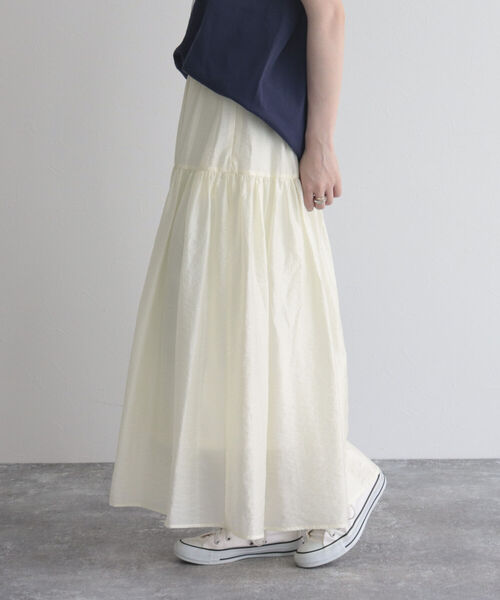 fredy emue（フレディエミュ）の「【fredy emue/フレディエミュ】シアーギャザースカート（スカート・レディース・ライトグリーン/クリーム/ブラック・36/38）」の13枚目の写真