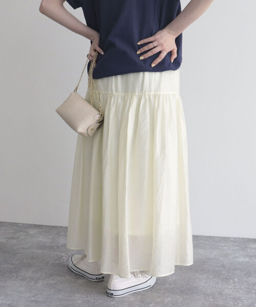 fredy emue（フレディエミュ）の「【fredy emue/フレディエミュ】シアーギャザースカート（スカート・レディース・ライトグリーン/クリーム/ブラック・36/38）」の14枚目の写真
