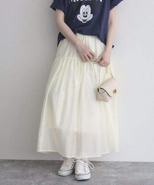 fredy emue（フレディエミュ）の「【fredy emue/フレディエミュ】シアーギャザースカート（スカート・レディース・ライトグリーン/クリーム/ブラック・36/38）」の15枚目の写真