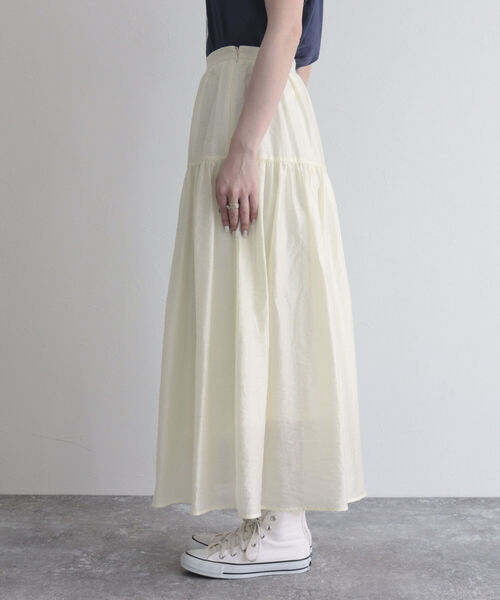 fredy emue（フレディエミュ）の「【fredy emue/フレディエミュ】シアーギャザースカート（スカート・レディース・ライトグリーン/クリーム/ブラック・36/38）」の5枚目の写真