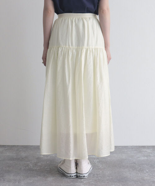 fredy emue（フレディエミュ）の「【fredy emue/フレディエミュ】シアーギャザースカート（スカート・レディース・ライトグリーン/クリーム/ブラック・36/38）」の6枚目の写真
