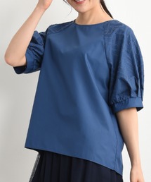 シェブロン刺繍異素材ブラウス