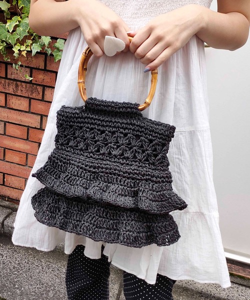 Casselini（キャセリーニ）の「Casselini(キャセリーニ)ペーパーバンブーバッグ（ハンドバッグ・レディース・オレンジ/ベージュ/ブラック・FREE）」の2枚目の写真