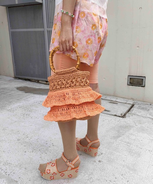 Casselini（キャセリーニ）の「Casselini(キャセリーニ)ペーパーバンブーバッグ（ハンドバッグ・レディース・オレンジ/ベージュ/ブラック・FREE）」の20枚目の写真